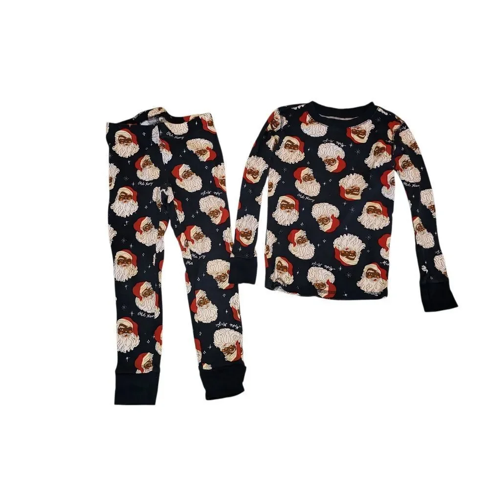 Old Navy Santa Print Kids Pajama Set - Navy and Red